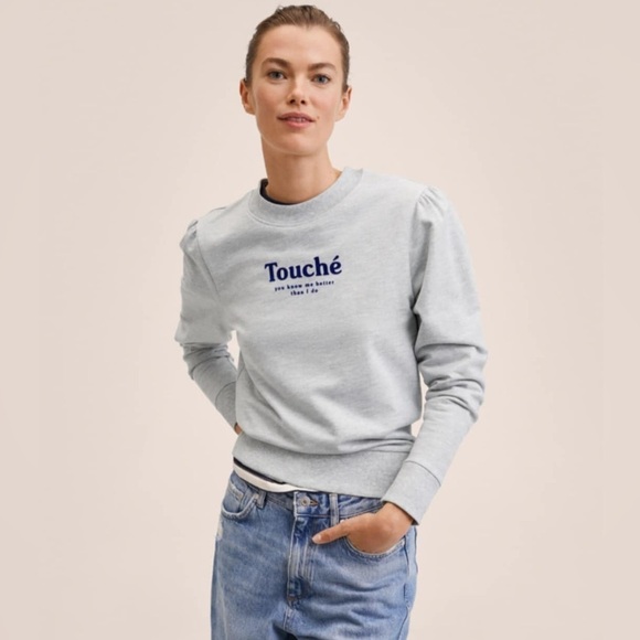 Mango MNG Touché Size Large (Runs Small) Gray Women’s Sweatshirt NWOT*** - Picture 1 of 7
